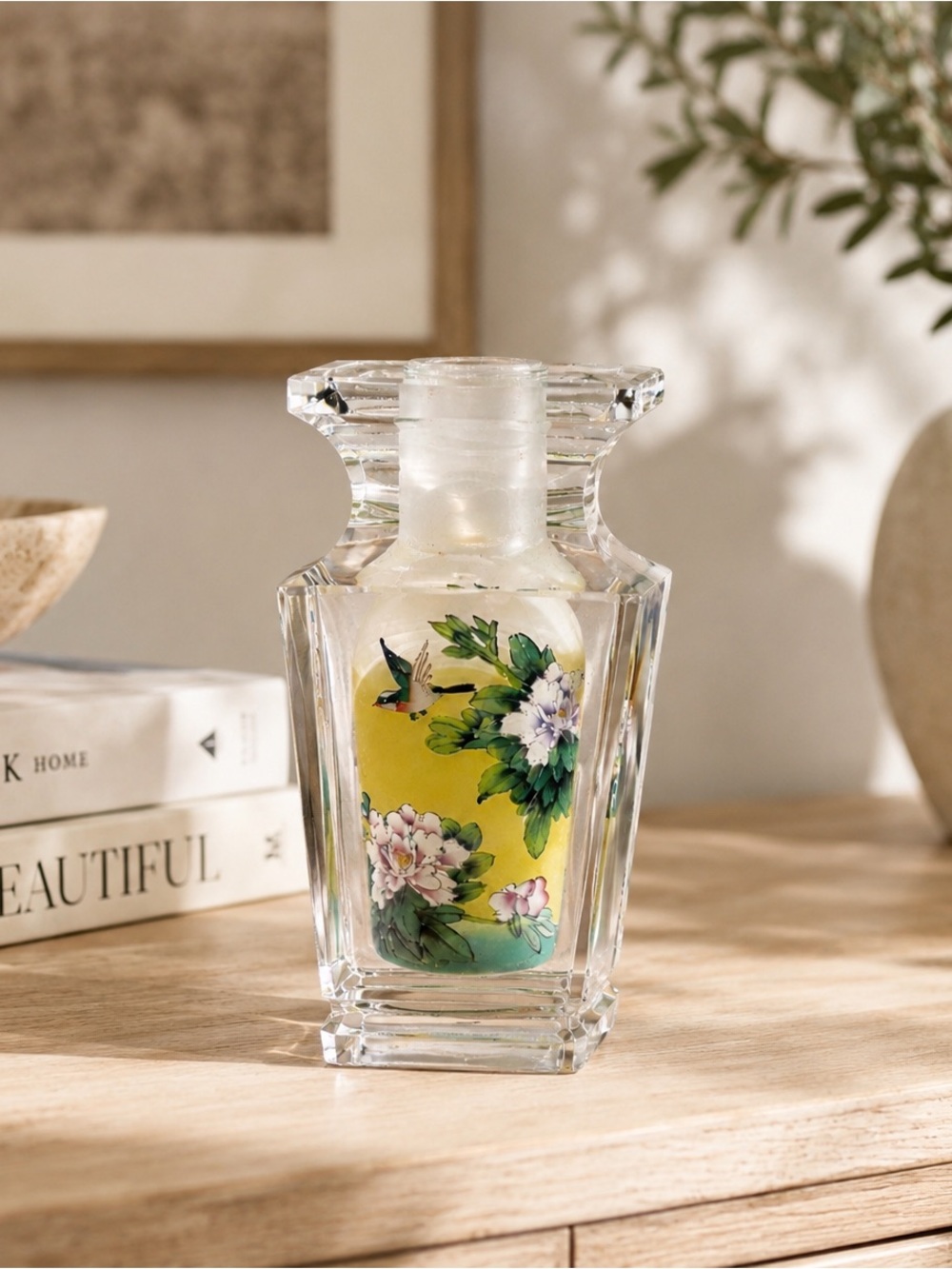 Vintage Hand-Painted Jacarte Crystal Vase